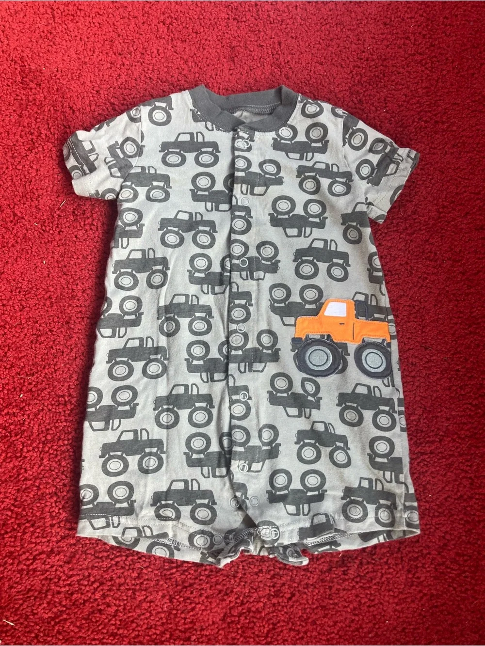 Carter's Gray Baby Romper with Orange Accent